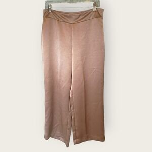 Ann Taylor Factory Gold Satin Wide Leg Cropped Pants Size 10